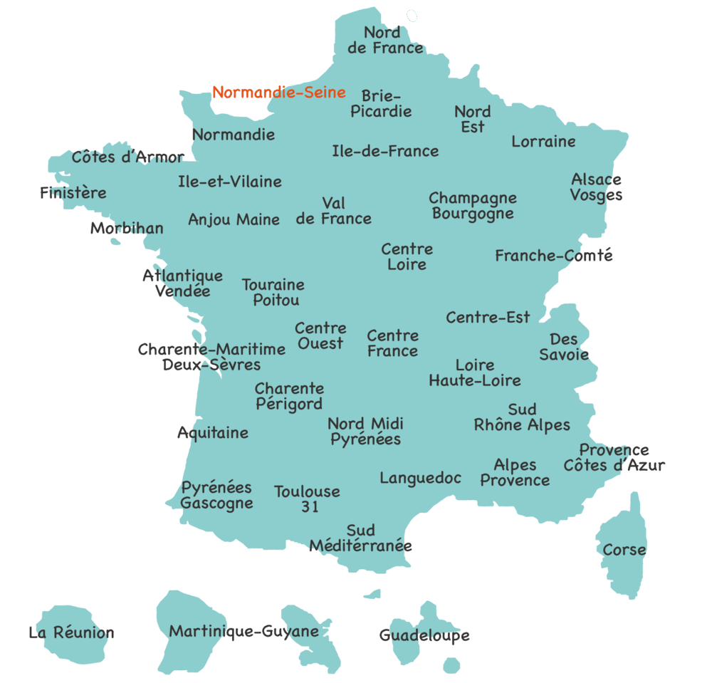 Carte des caisses régionales du Crédit Agricole de france
