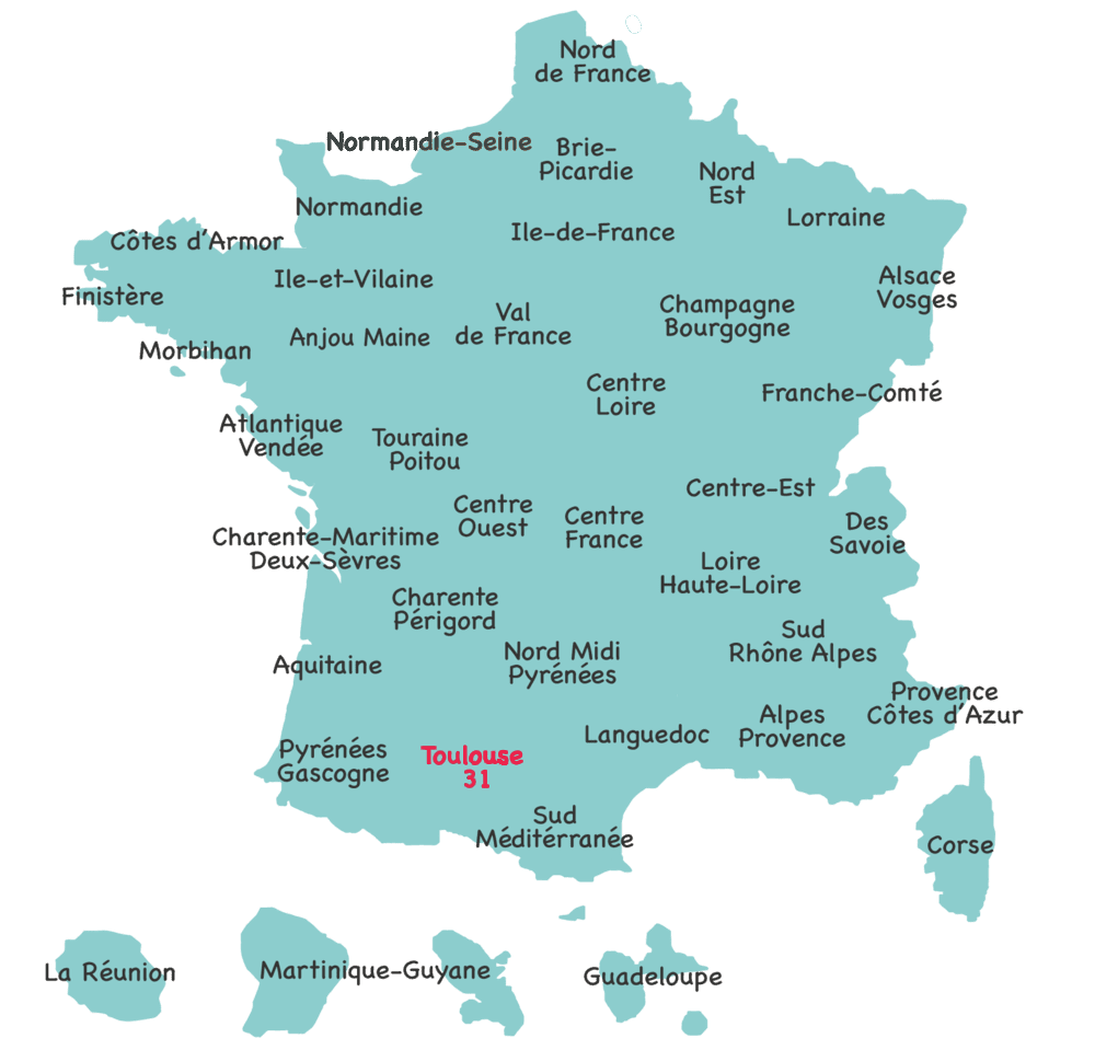 Carte des caisses régionales du Crédit Agricole de france